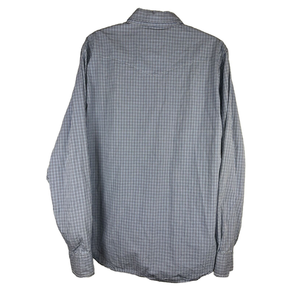 Abercrombie & Fitch Mens Large Pearl Snap Long Sleeve Shirt Plaid Button Up Blue - Picture 2 of 8